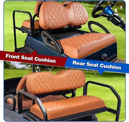 NOKINS Golf Cart Seat Covers 4 Piece Fits Club Car Precedent Standard Seat | Front and Rear Seat Vinyl Covers, Golf Cart Accessories, No Staples(All Brown) - Image 4