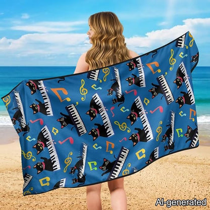 Horeset Piano Cat Car Towel Seat Cover Easy to Install Car Seat Cover Front Seats Only Soft Interior Accessories Sports Towel Seat Protection for SUV Trucks Cars Sedan Van - Image 4