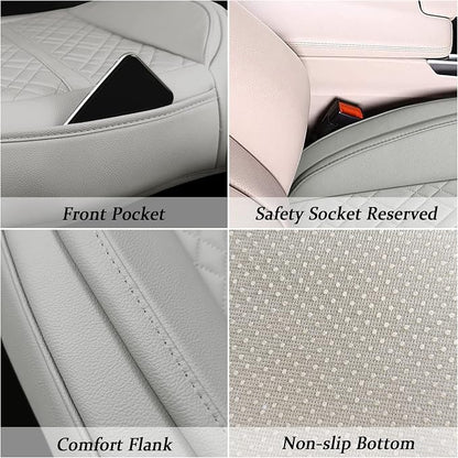 Car Seat Cover for Front Car Seat Bottom,Premium PU Leather Seat Cushion | Without Backrest with Storage Pocket,Full Wrapping Edge Works with Sedan SUV Pickup Minivan - Image 5