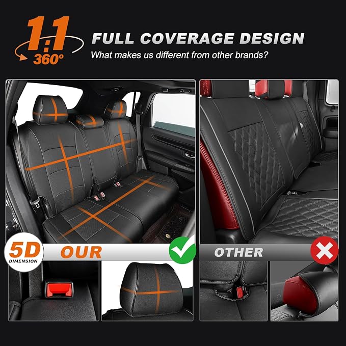 Custom Fit Seat Covers for Honda CRV: 2023 2024 2025 2026 | Front&Rear Full Set Faux Leather Waterproof Airbag Compatible Car CR-V Sat Cover (5 Seats,Black) - Image 6
