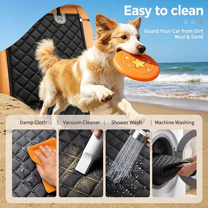 Yuntec Pet Car Seat Cover Back Seat Cover for Dogs (57" Width) - Black | Waterproof Dog Car Seat Protector Scratchproof Durable Rear Seat Cover fits Middle Armrest for Cars Suvs Truck - Image 7