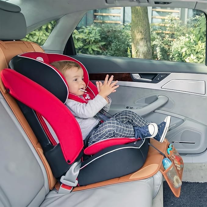 SMART ELF Car Seat Protector 2-Pack, Thick Padding Cushion (Dark Brown) | Baby and Pets for Child Car Seat with Thicily Padded and Non-Slip Backing Mesh Pockets, Universal Size - Sedan SUV Truck - Image 6