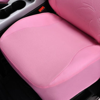 Flying Banner Butterfly car seat Covers ful Set Fashion Universal Lady Woman Female Rear Bench Split Colorized (Full Set - Lace, Solid Pink) - Image 5