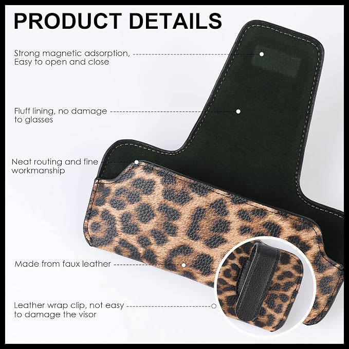 Sunglass Holder for Car Visor, Car Sunglasses Holder Leather, Eyeglasses Holder Glasses Storage Case Visor Accessories - Image 8