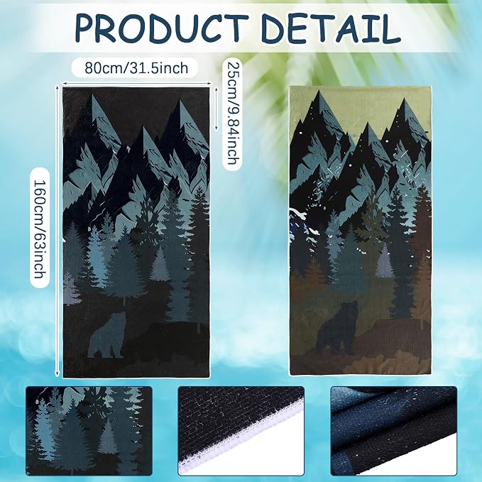 Hahafelt 2 Pack Car Seat Towel Covers Athletic Running Towel Performance Microfiber Post Workout Sweat Washable Cover Non Slip for Seat Outdoor Sport (Bear Ridge) - Image 2