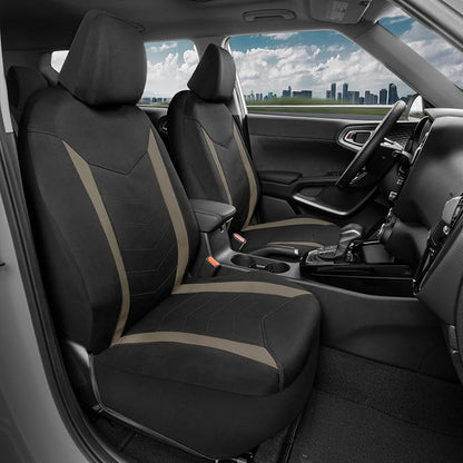 Motor Trend Neoprene Waterproof Seat Covers for Cars, Trucks, & SUV – Black & Beige Automotive Interior Protectors - Rear Split Bench Protector for Kids Dogs & Pets – Forros para Asientos de Carro - Image 2