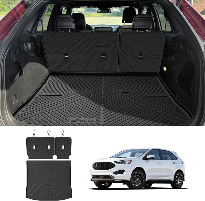 LASFIT Floor Mats&Cargo Backrest Mat for Ford Edge 2015-2024 | Floor Liners Costom Fit All Weather Protection TPE Easy Clean, Keep Your Car Trunk Clean and Tidy,1pcs. - Image 8