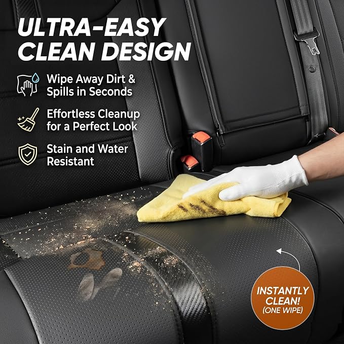 DrCarNow Super Cover Rear Seat Covers for Toyota Tundra 2014–2021 CrewMax (Rear Seats Only), Full Coverage Leather Seat Protectors for Tundra with Carbon Fiber, Truck Pickup Interior Accessories - Image 6