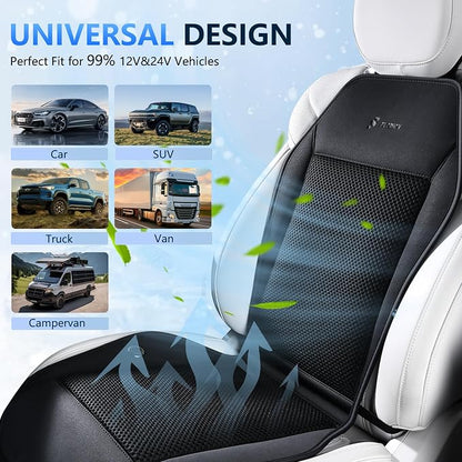 Cooling Car Seat Covers Blowing & Suction Ventilated Car Seat Cushion with 8 Turbo Fans 12V-24V 3-Speed Adjustable Car Seats Cooling Pad Universal Fit for Car SUV Truck Van Summer Driving - Image 7