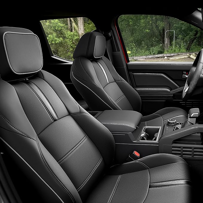 DiffCar® for Toyota Tacoma Seat Covers 2024 2025 2026 Double Cab,Black/Gray | Full Set Seat Covers, Faux Nappa Leather Truck Accessories for Tacoma 4th Gen(Gas Only),Custom Fit Car Pickup Seat Protectors by DifferentDesignsforCars