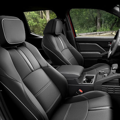 DiffCar® for Toyota Tacoma Seat Covers 2024 2025 2026 Double Cab,Black/Gray | Full Set Seat Covers, Faux Nappa Leather Truck Accessories for Tacoma 4th Gen(Gas Only),Custom Fit Car Pickup Seat Protectors by DifferentDesignsforCars
