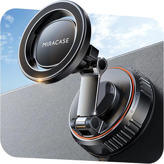 Miracase for MagSafe Car Mount[3600gf Strong Magnet & 89+LBS Suction Base]Vacuum Magnetic Phone Holders for Your Car, 360° Adjustable Dashboard & Windshield Mount with Dash Accents for All Smartphones by Miracase