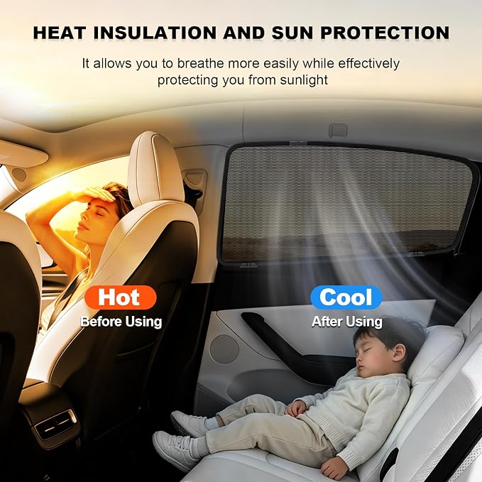 Car Window Shades for Mazda 3 2020-2026 Rear Side Privacy Sun Shade,Breathable Mesh Baby Cover,UV Protection,Heat Insulation for Road Trip & Napping - Image 2