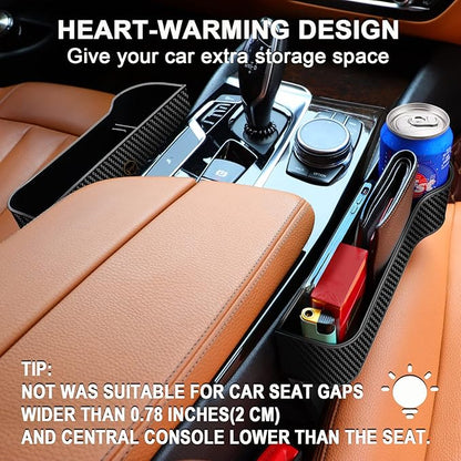 Car Seat Gap Filler Organizer, 2 Pack Multifunctional Auto Console Side Storage Box with Cup Holders 2 Seat Hooks for Drink, Car Organizer Front Seat for Holding Phone, Sunglasses - Image 4