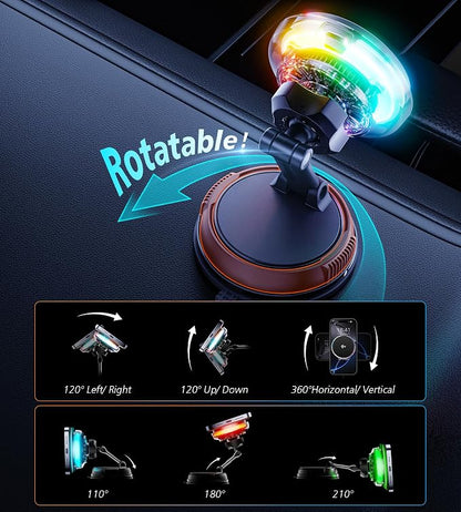 for Qi2 15W MagSafe Car Mount Charger with Cooling Fan, [Rapid Charging Cooler with RGB Lights], 78+LBS Stronger Suction Wireless Magnetic Mount on Vent/Dash/Windshield, for iPhone 17 16 15 14 13 12 - Image 9