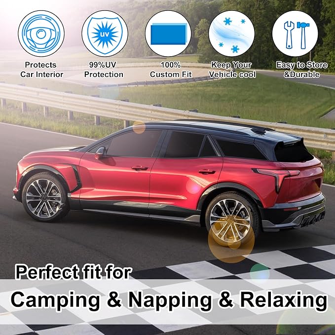 Windshield Sun Shade Car Windshield Foldable Full Windows Coverage Custom Fit for Che-vrolet Blazer EV 2024-2026 Accessories Car Window Shades Block Sun UV Rays 8PCS - Image 6