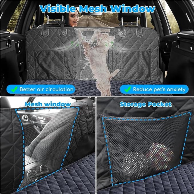 URPOWER Back Seat Extender for Dogs, Large Hard Bottom Dog Car Seat Cover | Supports 550 lbs, Stable 3-Panel Hard Bottom, Added High-Density Foam for Comfort, Waterproof 900D Oxford, 45% More Space - Image 8
