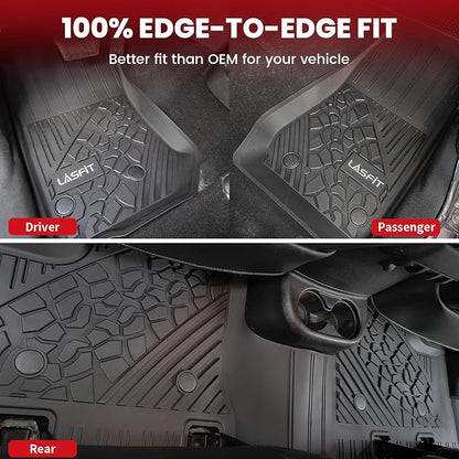 LASFIT Floor Mats for Jeep Wrangler JK 2014-2018 Unlimited 4 Doors | NOT for JL or 2-Door, All Weather, TPE, Custom Fit, Car Mats, Floor Liners, 1st & 2nd Row, Black - Image 5