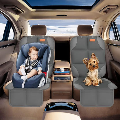 SMART ELF 2 Pack Car Seat Protector - 600D Fabric Waterproof (Dark Gray) | Baby/Pets for Child Car Seat with Thicily Padded and Non-Slip Backing Mesh Pockets, Universal Size - Sedan SUV Truck - Image 8