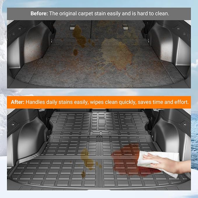 powoq Cargo Mat & Backrest Mats Compatible with 2019-2024 Subaru Forester | Cargo Liner TPE All Weather Replacement for 2019-2021 2022 2023 2024 Subaru Forester Accessories (Trunk Mat+Backrest Mats) - Image 3
