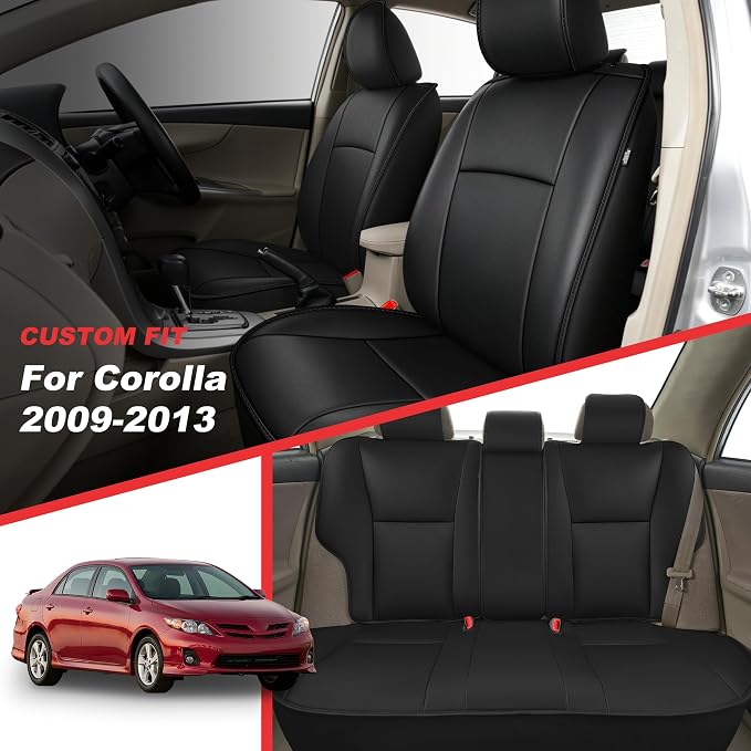 TTX LIGHTING Custom Fit Seat Covers for Toyota Corolla 2009-2013 | Factory-Inspired Design Waterproof Breathable Faux Leather Full Set, Airbag Compatible Car Seat Protectors Daily Commute - Image 2