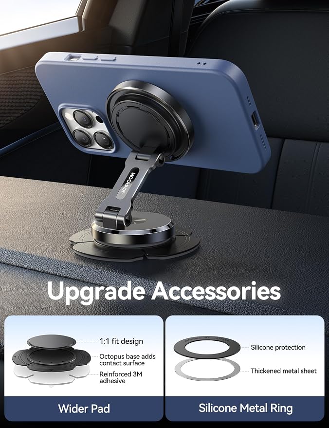 Metal MagSafe Car Mount Charger with 360° Rotatable Charging Panel & Base | 15W Fast Charging Magnetic Phone Holder, Strong Magnets Wireless Car Charger, Car Mount for iPhone 17 Pro Max 16 15 14 13 12 - Image 5