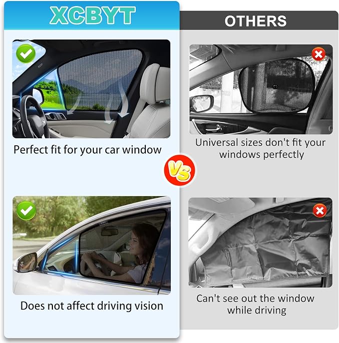 XCBYT 2021-2023 Nissan Rogue Window Shades, 4-Pack Privacy Cooling Mesh | Breathable & blocks heat for camping & baby sleeping.Front shades are partial for rearview mirror. Wait 24h for clips to set - Image 5