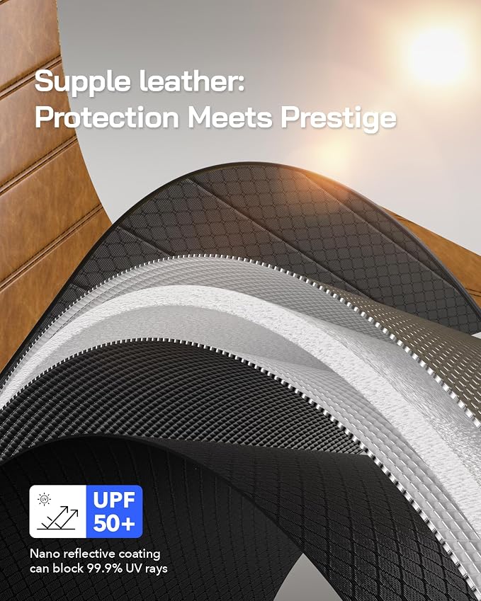 Pigenius Windshield Sunshade for Lexus RX350/RX450h 2016-2022, RX350L/RX450hL 2018-2022 Front Window Sun Shade - Leather - Image 5