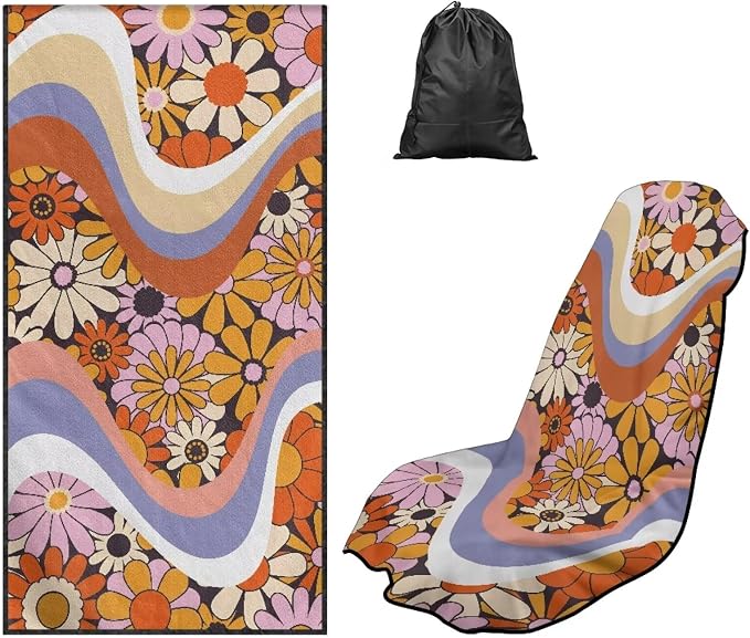 Hippie Flower Car Towel Seat Cover Breathable Soft Front Seat Towel Cover Fashion Cars Accessories Easy to Installation for Cars SUV Trucks by Aplkyhs