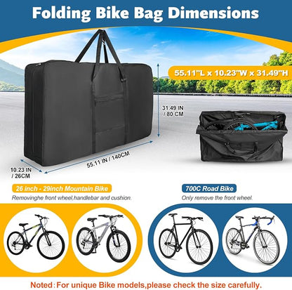 Bike Travel Bag,Heavy Duty 840D Transport Bicycle Storage Carry Bag with Strong Webbing,Portable Folding Cycling and Bicycle Bags Bike Suitcase Waterproof for Airplane Shipping - Image 2