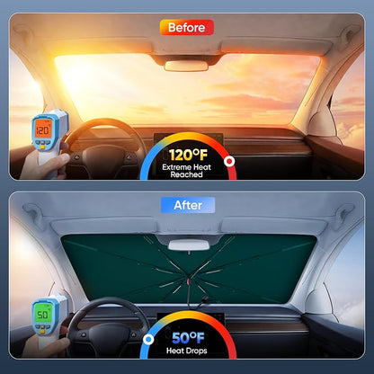 EcoNour Premium Umbrella Windshield Sunshade for Car, Front Window Sunshade - Image 2