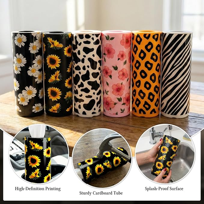 Car Tissues Cylinder for Cup Holder - Refillable Round Tissue Canister with 2 Packs Tissue - Cute Summer Floral Car Interior Accessories for Women & Men -Yellow Flower Decor (Sunflower) - Image 4