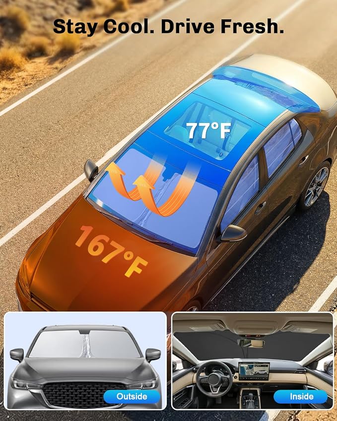 SXCY for 2026 Mazda CX5 Windshield Sunshade for 2026 Mazda CX5 Accessories 2026 CX5 Sunshade Foldable Sun Shield 2026 CX-5 Sun Shade Block UV Rays - Image 4