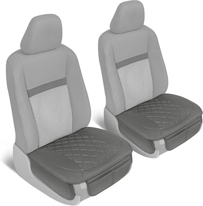 Motor Trend Car Seat Cushion, 2 Pack - Diamond Stitched Faux Leather Seat Covers for Cars Trucks SUV, Gray Padded Car Seat Covers with Storage Pockets, Premium Automotive Seat Covers for Front Seats - Image 6