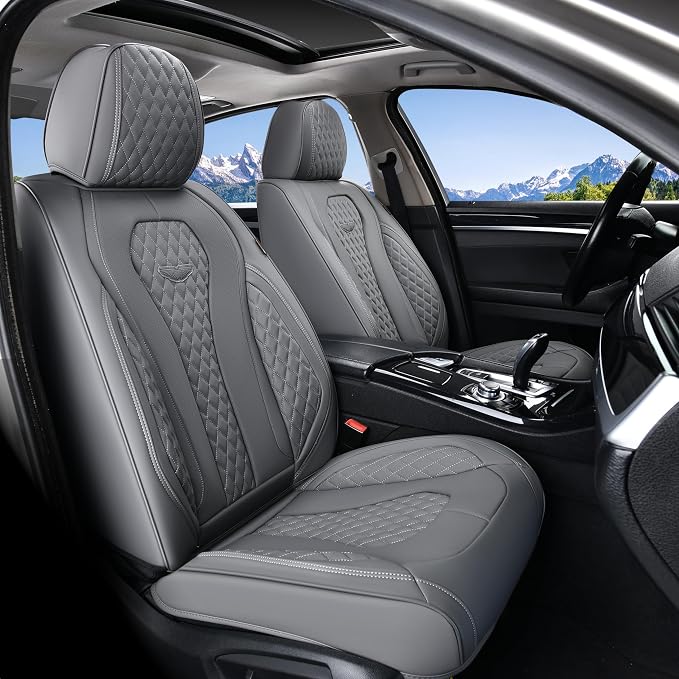 Coverado Seat Covers, Car Seat Covers Full Set, Gray Car Seat Cover, Car Seat Cushion Waterproof, Car Seat Covers Front Seats Back Seat Covers, 8839 Car Seat Protector Universal Fit Most Cars by COVERADOAUTO