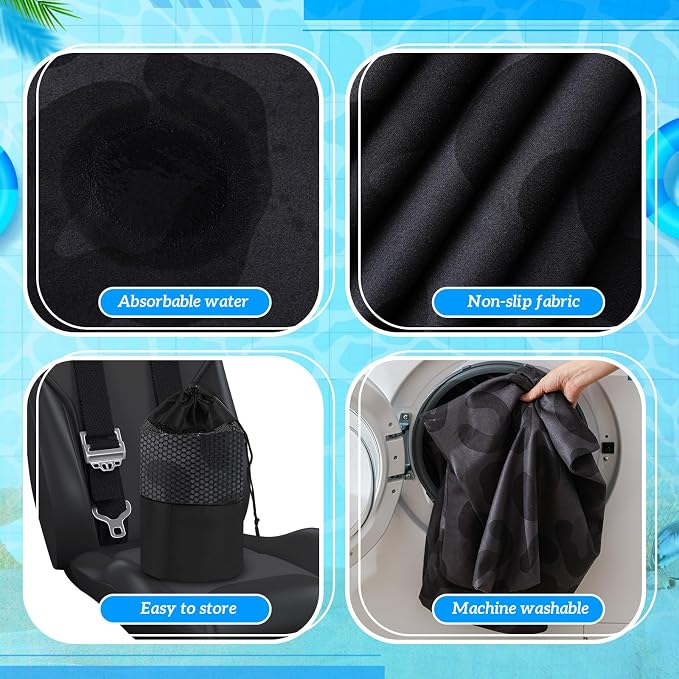 Hahafelt 2 Pack Car Seat Towel Cover with Storage Bag, Black Leopard | 63 x 32 in Car Towel Seat Cover Non Slip Waterproof, Gym Workout Swimming Running, Machine Washable Sweat Absorbent Protector - Image 3