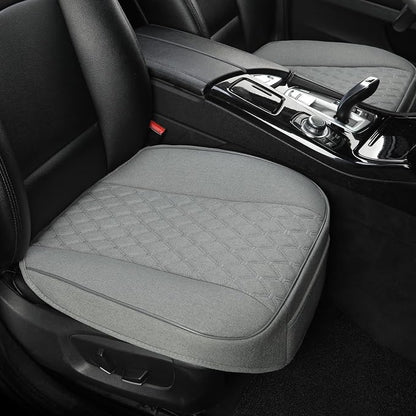 West Llama Linen Front Car Seat Cover Protector Anti-Slip Bottom Seat Cover Fits 95% of Vehicles,Wrapping Around The Bottom,Diamond Pattern(Gray-2Pcs) - Image 9