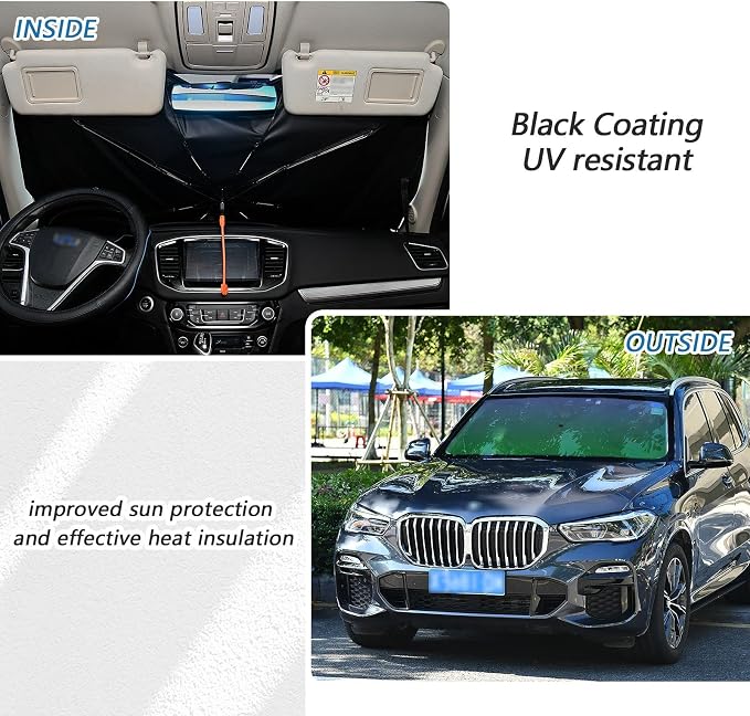 Blue Green Car Sun Shade Windshield Car Umbrella Foldable Uv Ray Reflector Front Window Sun Shade Visor Shield Cover - Image 5