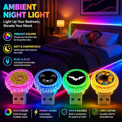 2 Pcs Sea Turtle USB LED Car Interior Atmosphere Lamp, Portable Multi-Color Mini LED Night Light Auto Ambient Lighting, Universal Vehicle Interior Decor Car Accessories Sea Turtle Gifts for Women Men - Image 4