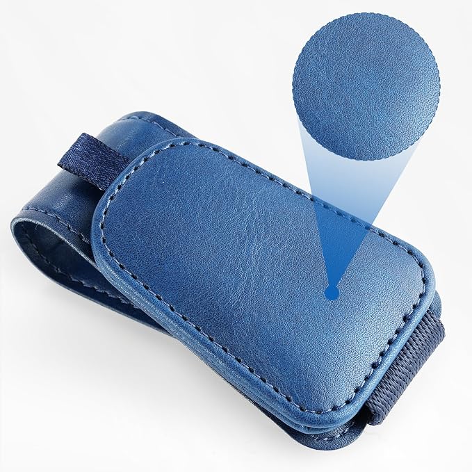 SINGARO 1 Pack Sunglass Holder for Car Visor Sunglasses Holder Clip, Universal Non-Slip Magnetic Leather Glasses Eyeglasses Hanger Mounter, Truck Interior Car Visor Accessories for Woman Man, Blue - Image 5