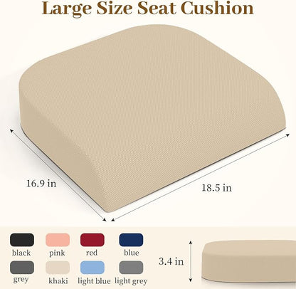 TranquilRelax XL Memory Foam Seat Cushion for Office Chair, Khaki | Medium-firm Support for Long Sitting, Washable Mesh Cover, Non-slip Base, Perfect for Car Seats & Short Drivers - Image 2
