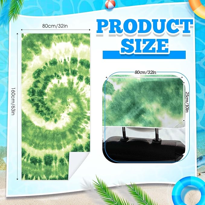 Hahafelt 2 Pack Car Seat Towel Cover with Storage Bag, Green Tie Dye | 63 x 32 in Car Towel Seat Cover Non Slip Waterproof, Gym Workout Swimming Running, Machine Washable Sweat Absorbent Protector - Image 2