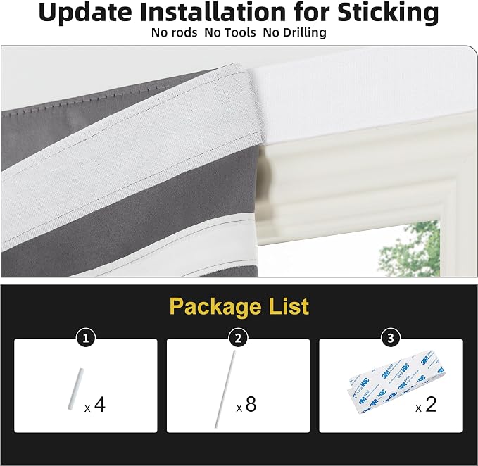 NICETOWN Grey Blackout Door Blinds for Windows Blinds Temporary Shades | Temporary Shades No Drill Room Darkening Shade for Bedroom Bathroom Kitchen Office (30 x 64 inch Long, 1 Panel) - Image 2