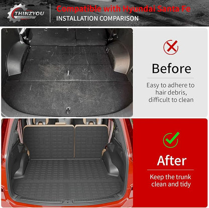 Cargo Mat & Backrest Mats for 2021-2023 Hyundai Santa Fe 5 Seats | Trunk Liner Trunk Mat TPE All Weather Back Seat Cover Protector 2022 Santa Fe Accessories - Image 2