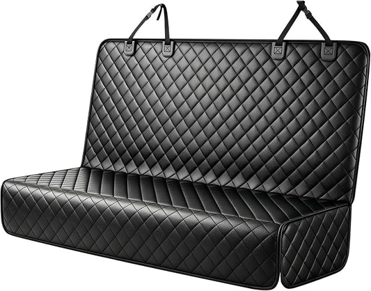 Waterproof Scratchproof Pet Bench Seat Covers for Cars, SUVs | Nonslip Durable Back Seat Cover for Dogs, PU Leather, Side Flaps, Full Bench, Easy Install by PETICON