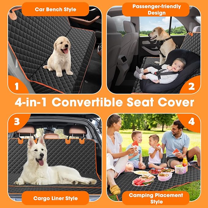 MIXJOY Dog Seat Cover for Back Seat Waterproof Dog Seat Covers for Cars, Car Seat Protector for Dogs, Nonslip Back Seat Cover for Trucks & SUV (Pack of 2) - Image 3
