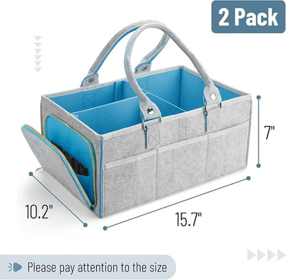 Mr. Pen- Large Baby Diaper Caddy Organizer, 2 Pack, Blue Inside | Nursery Storage Bin and Car Organizer for Diapers and Baby Wipes - Image 2