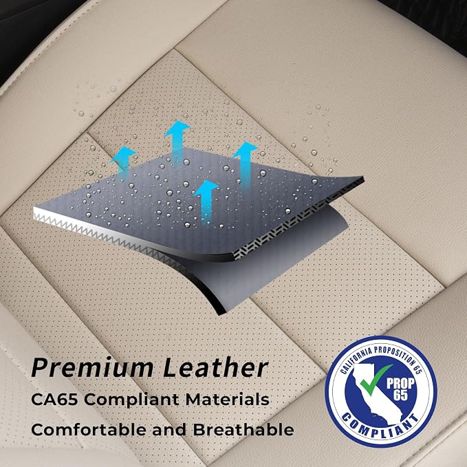 Custom Seat Covers for 2023-2026 Honda CR-V,Premium Faux Leather Car Seat Cover Set,Full Set Waterproof SUV Seat Protector,Armrest Covers Included (Beige) - Image 8