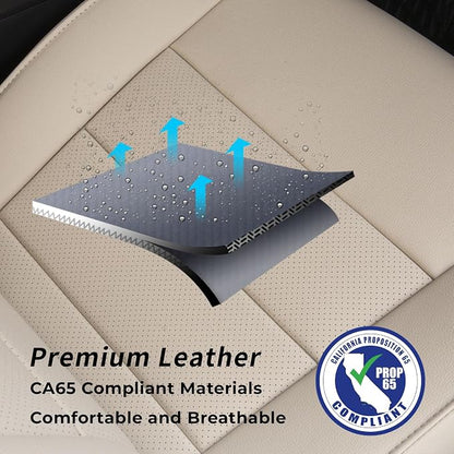 Custom Seat Covers for 2025 Subaru Forester,Rear w/No Armrest,Faux Leather | Full Set Suv Seat Cushion,Easy Installation,Factory Look,Waterproof Car Seat Protector (Beige) - Image 9