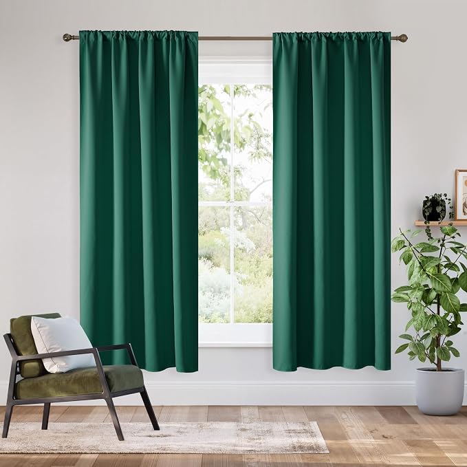RYB HOME Bedroom Blackout Curtains 63 inches Long, 100% Blackout | Thermal Insulated, Noise Reducing, Curtains for Living Room Nursury, For Sleep, W34 x L63, Biscotti Beige by RYBHOME